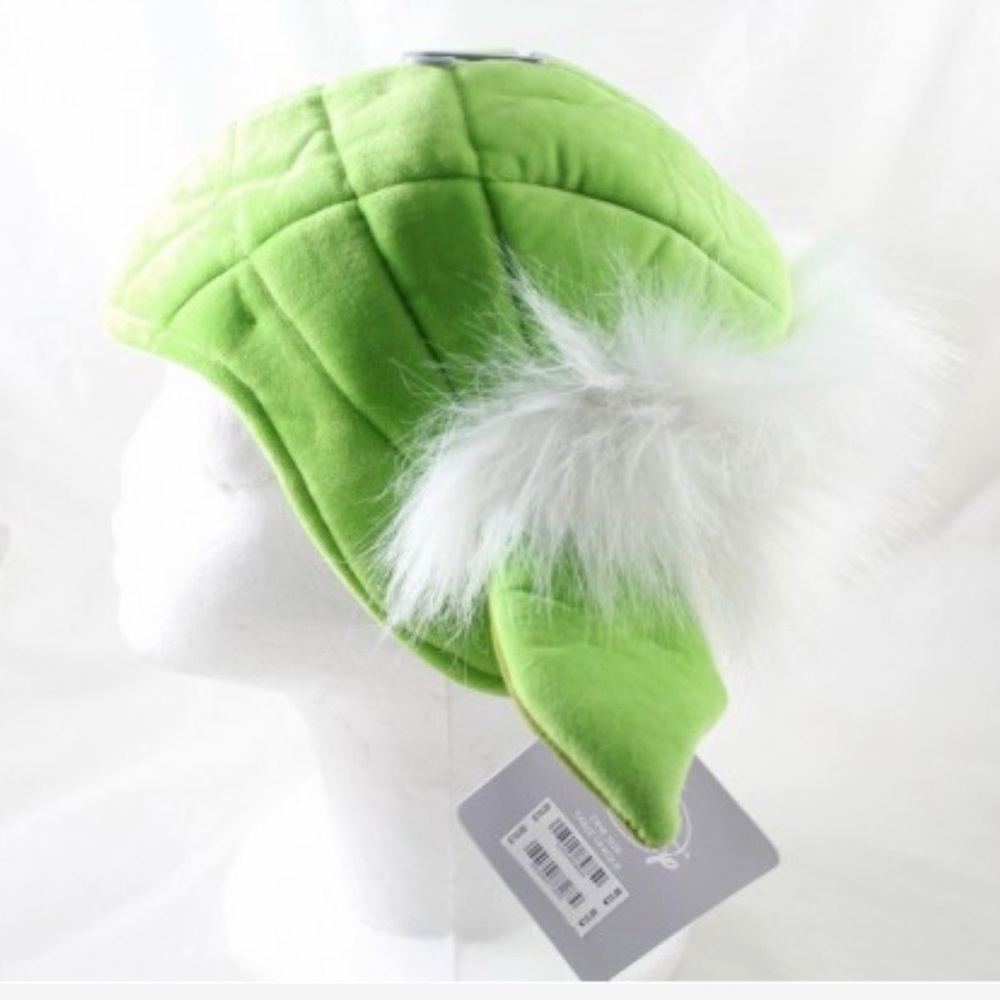 Disney Lime Green Quilted Hat with Fluffy White Trim